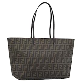 FENDI Zucca Canvas Tote Bag PVC Schwarz Braun Authentisch 183274