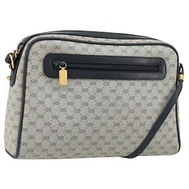 GUCCI Micro GG Supreme Old Shoulder Bag PVC Navy Gold 007 904 0014 Auth am11745