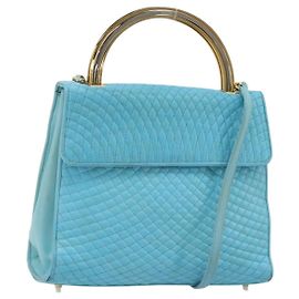 BALLY Handtasche aus Leder 2way Hellblau Gold Auth bs35393