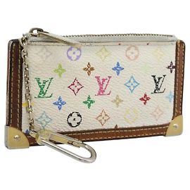 LOUIS VUITTON Pochette Cles Monogram Multicolor White M92655 Auth 183733