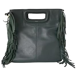 Borsa Maje in pelle verde con frange