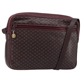 Céline CELINE Schultertasche aus Leder Bordeaux Gold Auth ka4652