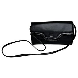 Borsa a tracolla vintage Givenchy in pelle intrecciata nera e oro