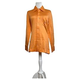 Camicia in cotone vintage Celine Arancione Bottoni argento M - Céline