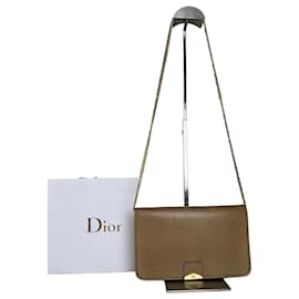 Borsa a tracolla vintage in pelle Dior Beige Chiusura dorata