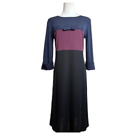 Vintage Balenciaga Baumwollkleid Navy Burgund Schwarz M