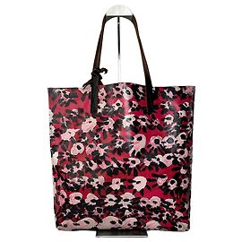 Tote in tela rivestita vintage Marni Floreale Rosso Rosa Nero