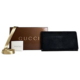 Vintage Gucci GG Supreme Geldbörse Schwarz Silber