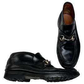 Mocassini Vintage Gucci in pelle nera e argento EU40.5