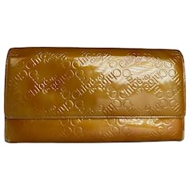 Vintage Chloé Ledergeldbörse mit Textur Gelbgold