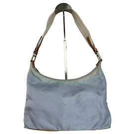 Borsa a tracolla in nylon vintage Prada Azzurro Giallo Argento