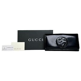 Vintage Gucci GG Logo Ledergeldbörse Schwarz