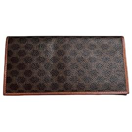 Céline Cartera Vintage Celine de Lona Monograma Marrón Oro