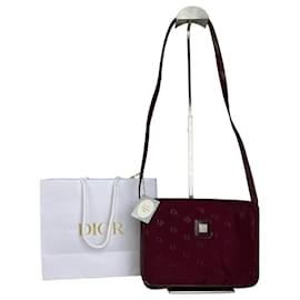 Vintage Dior Stoff Schultertasche Tiefes Burgund Gold ca. 2000