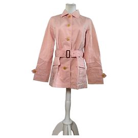 Abrigo de algodón vintage Burberry Rosa claro M