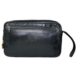 Clutch in pelle vintage Loewe nero e oro