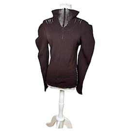 Vintage Issey Miyake Strickpullover Dunkelbraun M