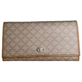 Céline Vintage Celine Macadam Canvas Portemonnaie Beige Tan