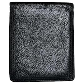 Portefeuille en cuir texturé vintage Saint Laurent noir argent - Yves Saint Laurent