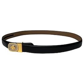 Vintage Celine Medusa Head Ledergürtel Schwarz Tan Gold - Céline