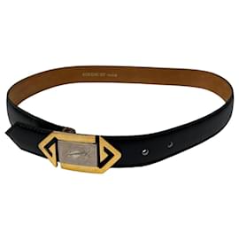 Vintage Givenchy Ledergürtel mit 4G-Logo Schwarz Gold