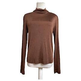 Vintage Issey Miyake Plisierter Rollkragenpullover Braun M