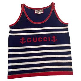 Gucci Camiseta de Tirantes a Rayas en Lana y Cachemira
