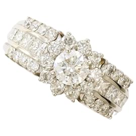 Platin 900 Ring mit Diamanten - Autre Marque