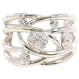Autre Marque Platinum Band Ring with Diamond