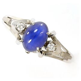 Autre Marque 14K Weißgold-Ring mit Saphir und Diamant