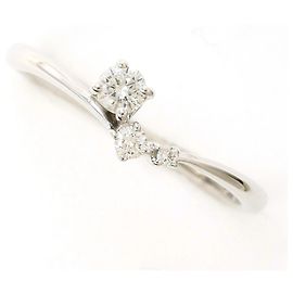 Autre Marque Anello a fascia in oro bianco 10K con diamante 0.14ct