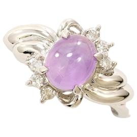 Autre Marque Platinring mit Sternsaphir und Diamanten
