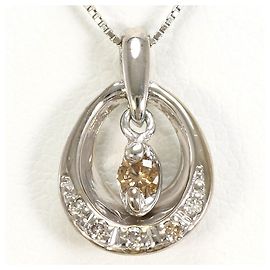 Autre Marque Collana in oro bianco 10K con diamanti marroni e bianchi
