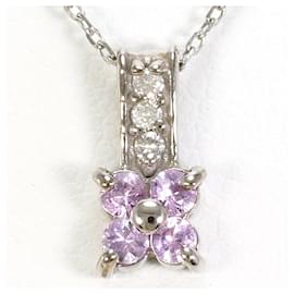 Autre Marque Collana in oro bianco 14K con zaffiro rosa e diamante