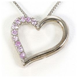 Autre Marque Collana in oro bianco 14K con zaffiro rosa
