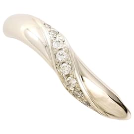 Anello a fascia in platino con diamante e zaffiro - Autre Marque
