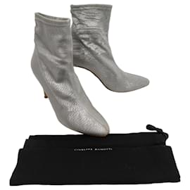 Giuseppe Zanotti Stivaletti in Tessuto Metallizzato Argento