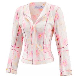 Christian Dior Baumwolljacke in Weiß mit rosa Blumenprint