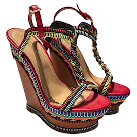 Dsquared2 Sandali con zeppa in pelle rossa