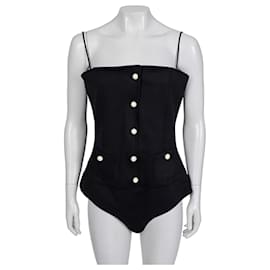 Body nero Chanel con bottoni firma – Taglia FR40 / L usato