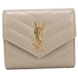 Cartera tríptico beige Saint Laurent