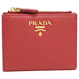 Prada Bi-Fold-Geldbörse aus rotem Leder