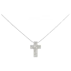 Au750 White Gold Cross Diamond Necklace - Autre Marque