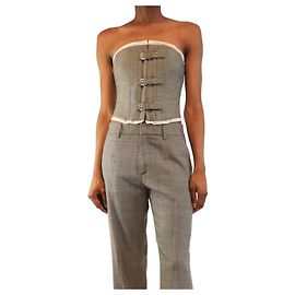 Alessandra Rich Bustier de lana gris con hebillas - talla UK 8