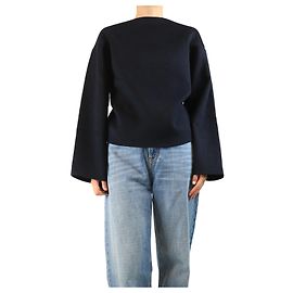 Totême Top de manga larga en lana azul marino - talla UK 8