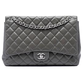 Chanel Gray Maxi Classic Caviar Single Flap