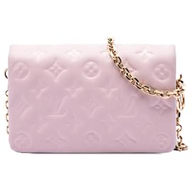 Pochette Coussin in pelle di agnello con monogramma in rilievo rosa Louis Vuitton
