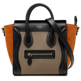Bolso Celine Brown Nano Tricolor Leather Luggage Tote - Céline