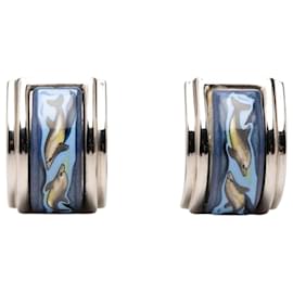 Hermès Blue Enamel Dolphin in Sea Cloisonne Clip on Earrings