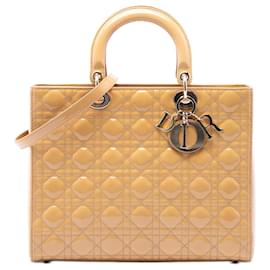 Dior Beige Large Patent Cannage Lady Dior